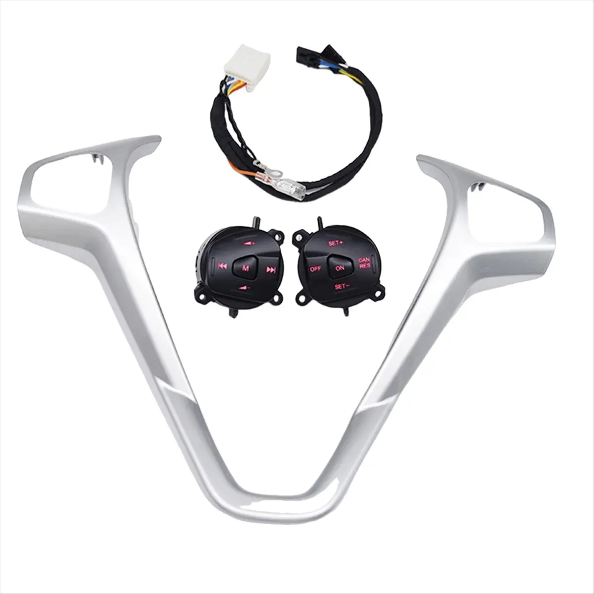 ABQE For Ford Fiesta MK7 MK8 Escort Ecosport Car Red LED Cruise Switch Button with Steering Wheel Trim Frame and Wiring