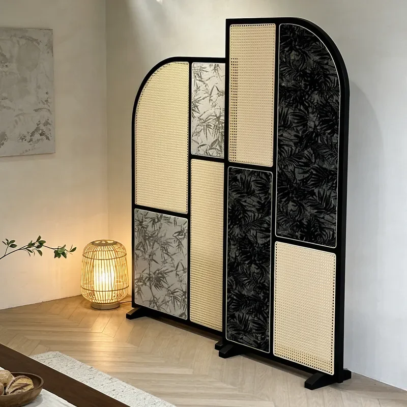Solid Wood Hollow Art Screen Mobile Room Divider for Home Entry Office Hotel Partition Wall Simple Design