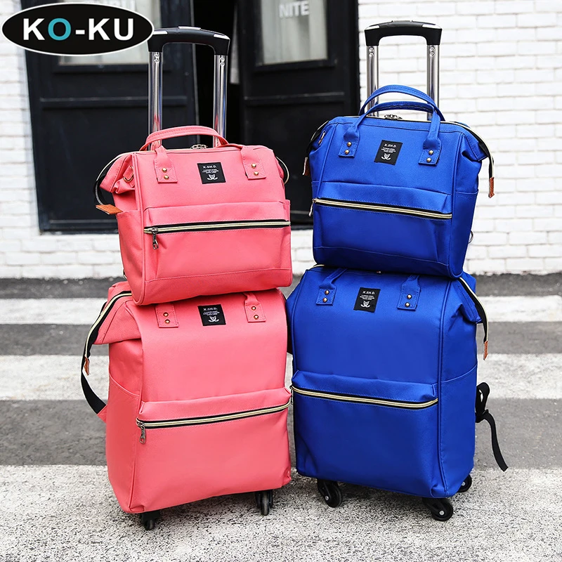 KO-KU Oxford Cloth Luggage Women 18 Inch Suitcase Set Fashion male Shoulder Travel Bag Small trolley Case Carry-on Boarding Box