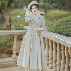 2026 Autumn Winter New Woolen Windbreakers Jacket Women's Overcoat Long Vintage Loose Single-Breasted Woolen Trenchcoat Coat