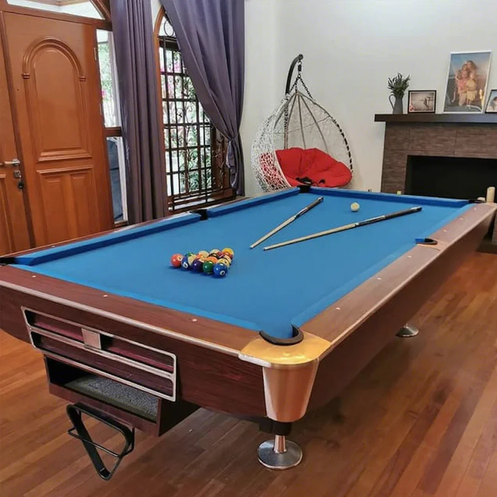 

Factory Sell Indoor Family Entertainment Sport 9 Feet Auto Ball Return Billiard Pool Table with Rose Gold Metalpromote Sa