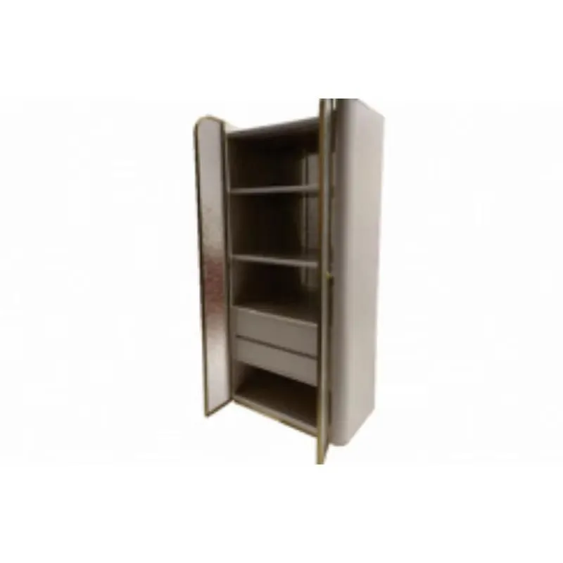 Modern Cracked Ice Grain Solid Wood Double Door Display Cabinet with Two Drawers Eco Friendly Durable Large Capacity Storage