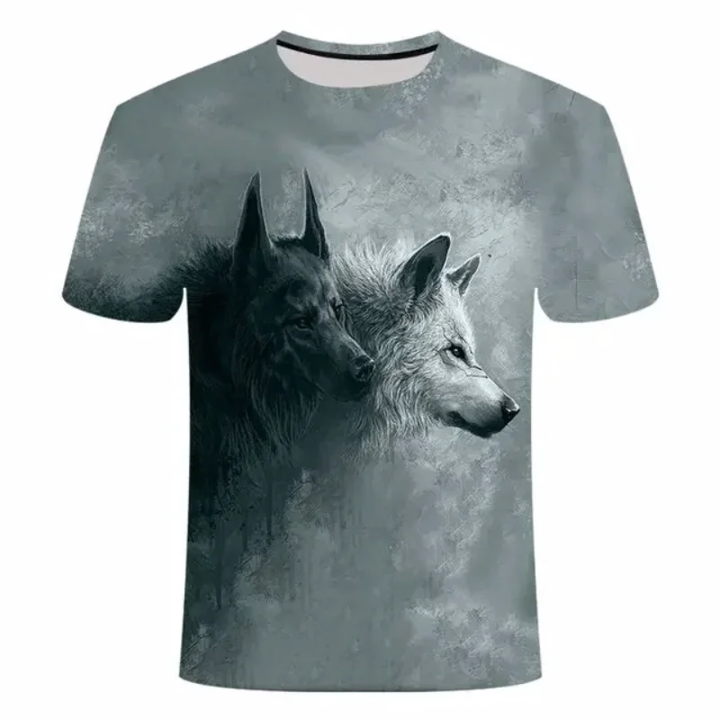 Animal Wolf 3D-Druck Sport Schnelltrocknend Atmungsaktives Herren-T-Shirt Outdoor Street Loose Comfort Vielseitiges Eltern-Kind-Kurzarm-Oberteil – Detail 17