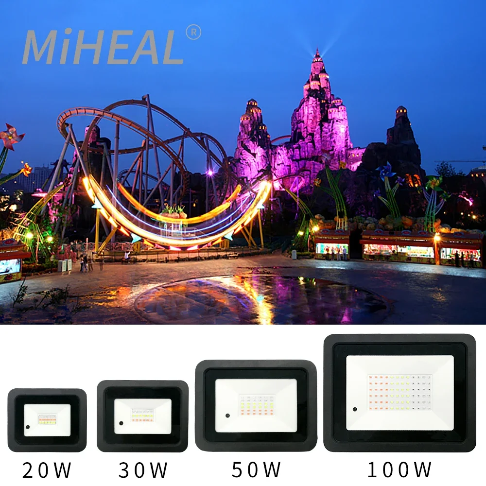 Luz de inundación LED RGB 20W 30W 50W 100W reflector RGB para exteriores IP68 luz LED de pared con Control remoto LED