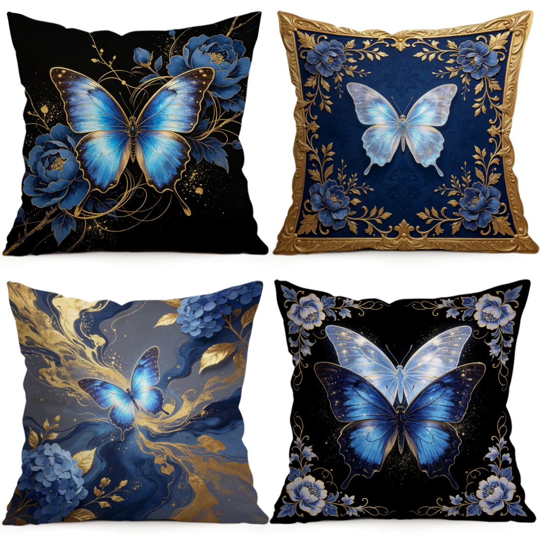 Gilded Butterfly Flower Pillowcase Printed Polyester 40/45/50cm Throw Pillowcover Decorative Sofa Cushion Pillowslip Home Decor