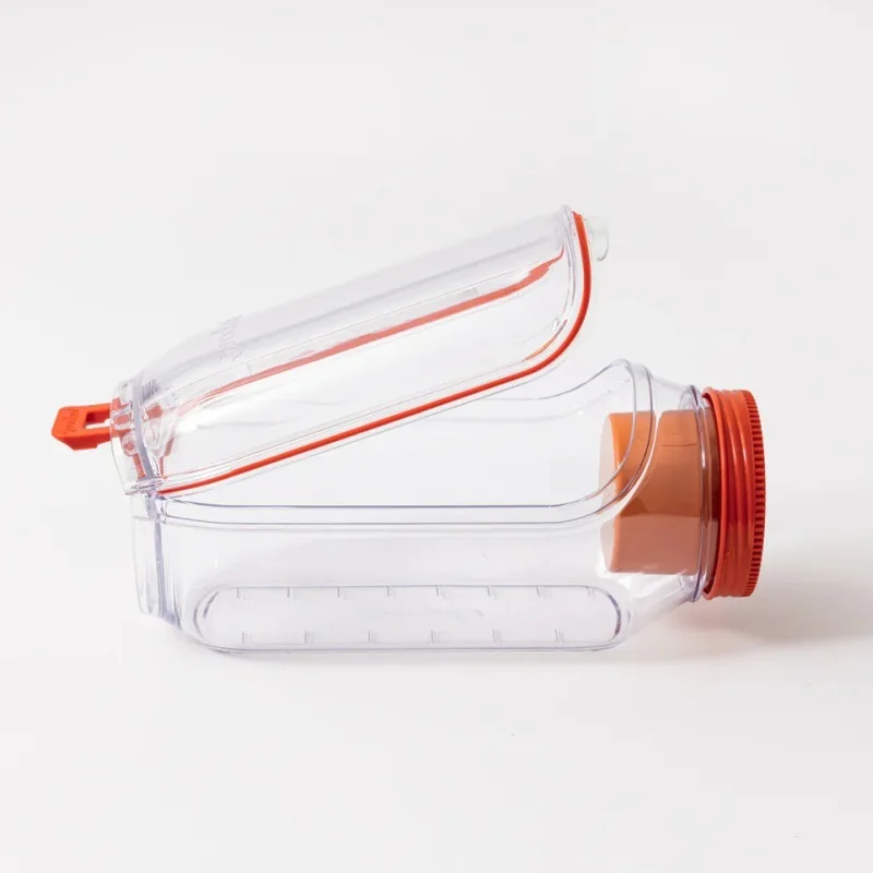 1pcs Orange Large-capacity Salad Jar Portable Simple Home Kitchen Salad Storage Plastic with Graduated Salad Bowl