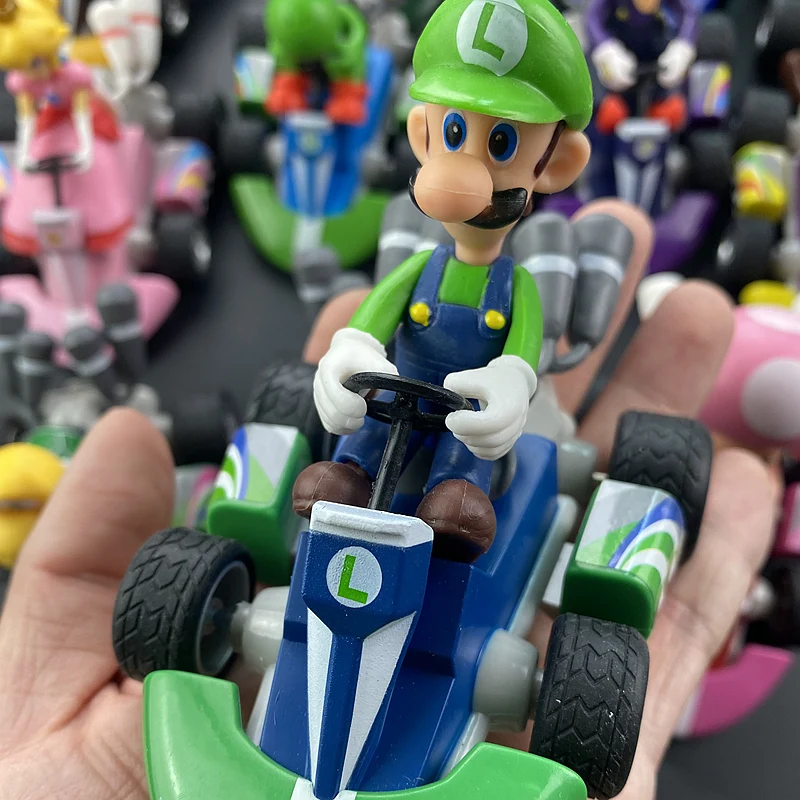 Super Mario Pull Back Car Green Yoshi Donkey Kong Bowser Luigi Toad Princess Peach Action Figure Toys Anime Game Doll Kid Gifts