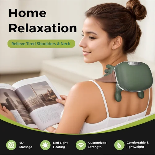 Imagen 2 del producto Masajeador eléctrico calentado para cuello, hombros y músculos, tejido profundo, masaje de amasado 4D para aliviar el dolor, masaje de tejido profundo