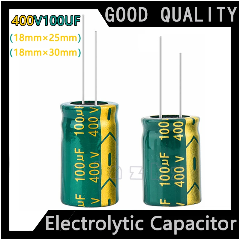 2PCS Electrolytic Capacitor 400V 100UF New Original High Frequency Durable Capacitor Specification 18mm × 30mm 18mm × 25mm