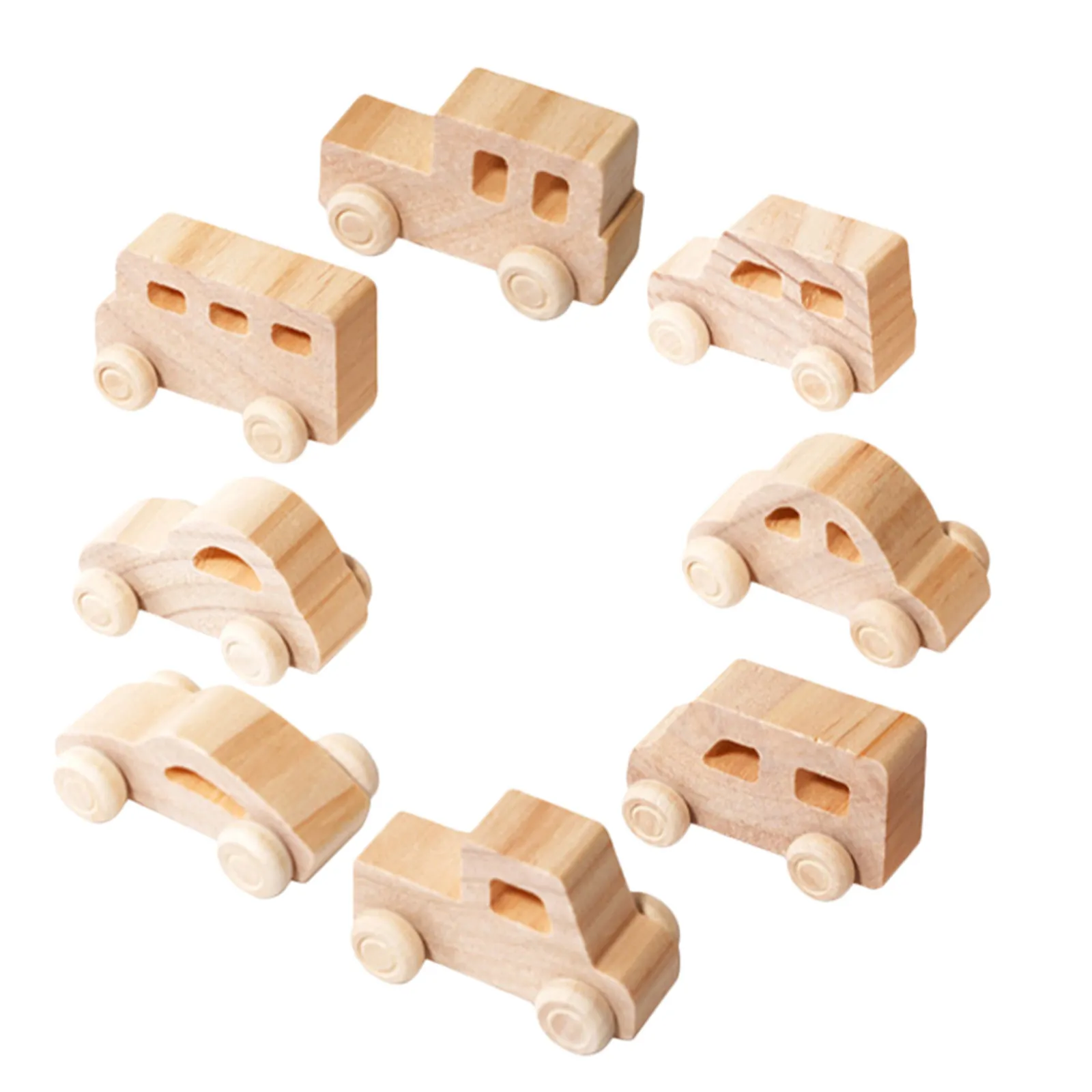 

8Pcs Wooden DIY Car Models Unfinished Mini Cars for Kids Painting and Drawing Safe Smooth Wood Craft Supplies Graffiti Car