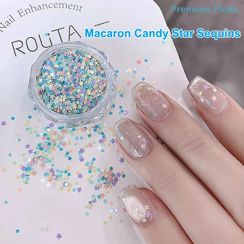 portableCute Star Shape Macaron Color Nail Glitter For Nail Art Nail Charm Decoration Accessories Nail Art DIY