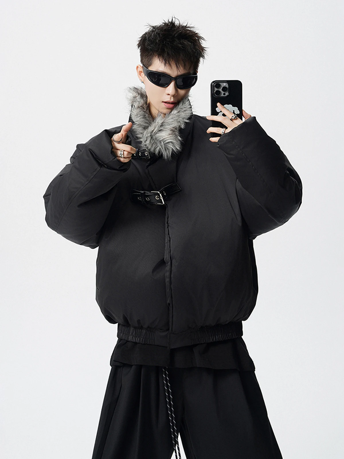 Thickened Warm Fur Collar Cotton Jackets Men Women 2025 Winter New Trendy Parkas Couple High Street Outerwear Design Cotton Coat