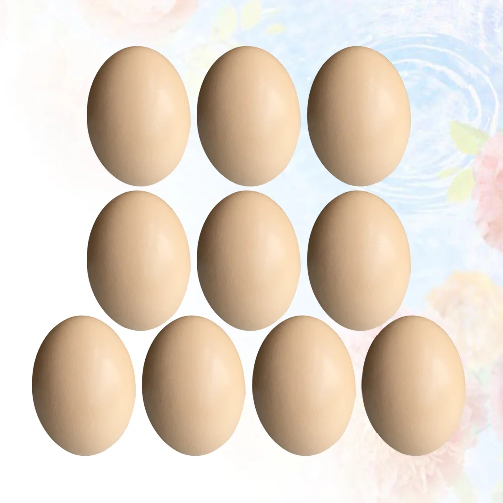 10pcs Easter Wooden DIY Eggs Simulation Eggs Toys DIY Painting Eggs Wooden DIY Graffiti Eggs (White)