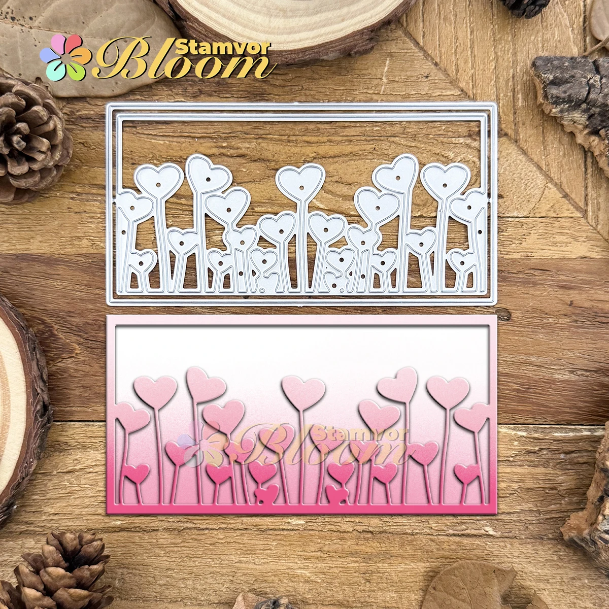 Original schöne Valentinstag Liebe Blumen quadratischen Rahmen Metall Stanzformen Scrapbooking dekorative Prägung