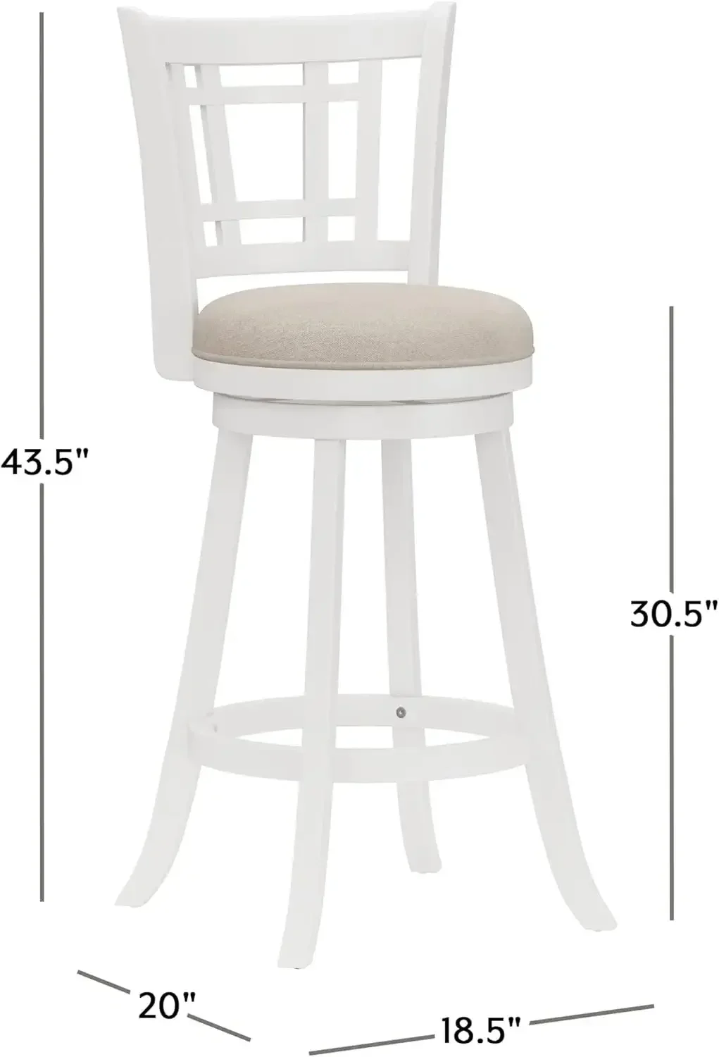 Fairfox Swivel Bar Stool, Barstool, White