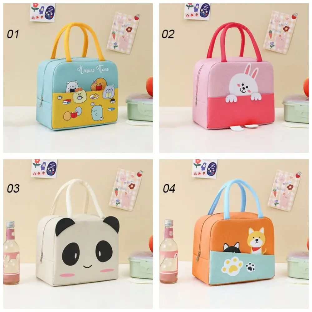 Portable Cute Cartoon Cooler Lunch Bag For Picnic Kids Student Women Travel Collapsible Thermal Breakfast Organizer