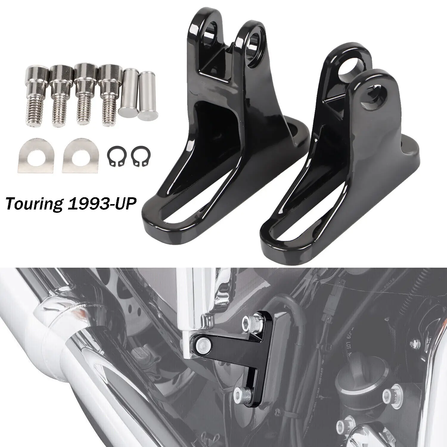 

Motorcycle Foot Rests Rear Passenger Footpegs Mount Bracket For Harley Touring CVO Street Road Glide Road King FLHX 1993-2023