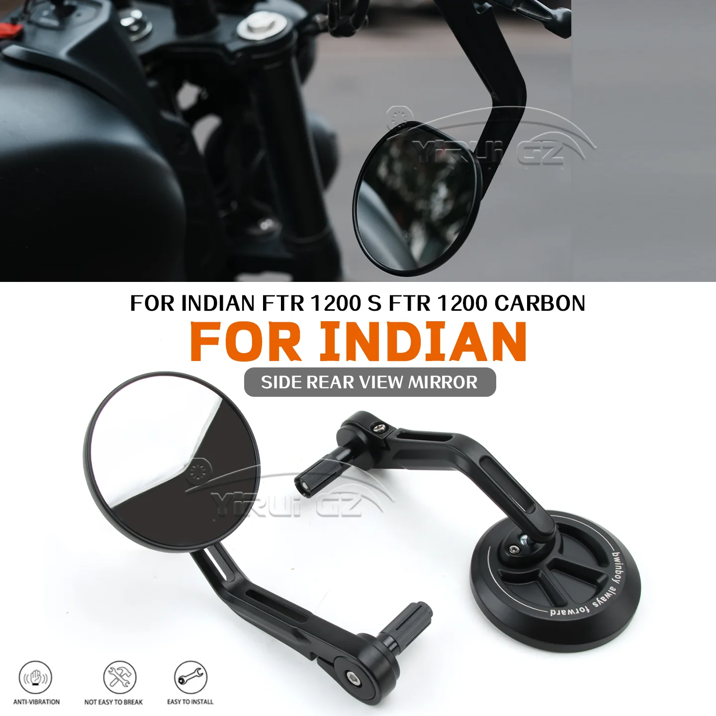 

FOR Indian FTR 1200 S FTR 1200 Carbon Retro Handlebars Side Mirror Motorcycle Rearview Handlebar Rearview Mirror FTR 1200 S 1200