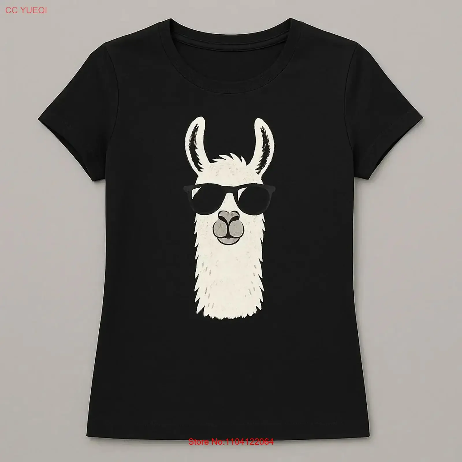 Women's Llama Sunglasses Print Cotton T Shirt Size S to 3XL vintage Washed Slightly Versatile Stretched Casual graphic fashion