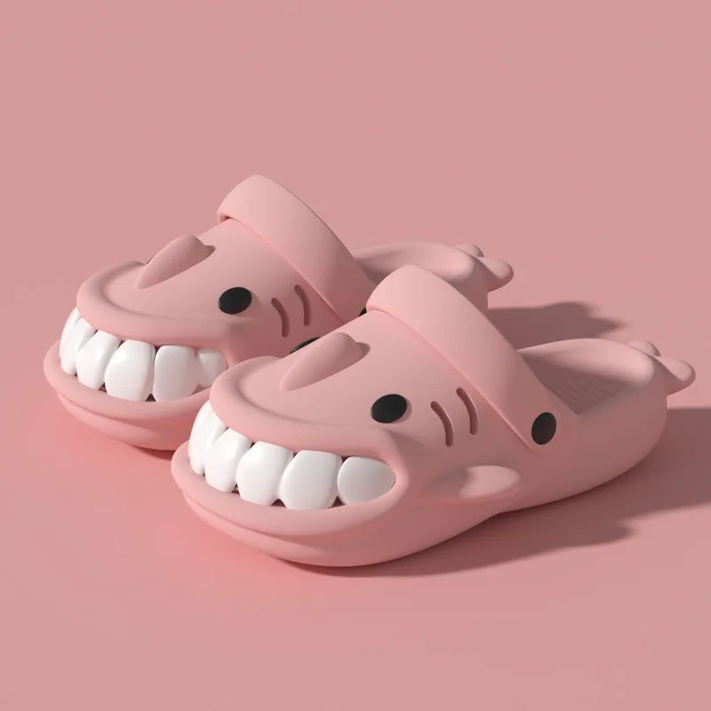 

Funny Couple Cartoon Big Mouth Shark Slippers For Women 2024 Summer EVA Thick Soles Non Slip Slippers Man