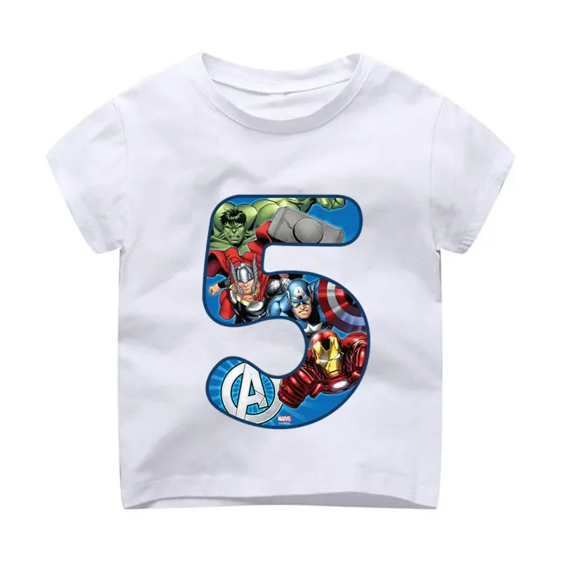 New Superman Girls Happy Birthday Digital Number Cartoon T-shirt Kid Clothing Boys' Graphic T-shirt Parent Child Clothing