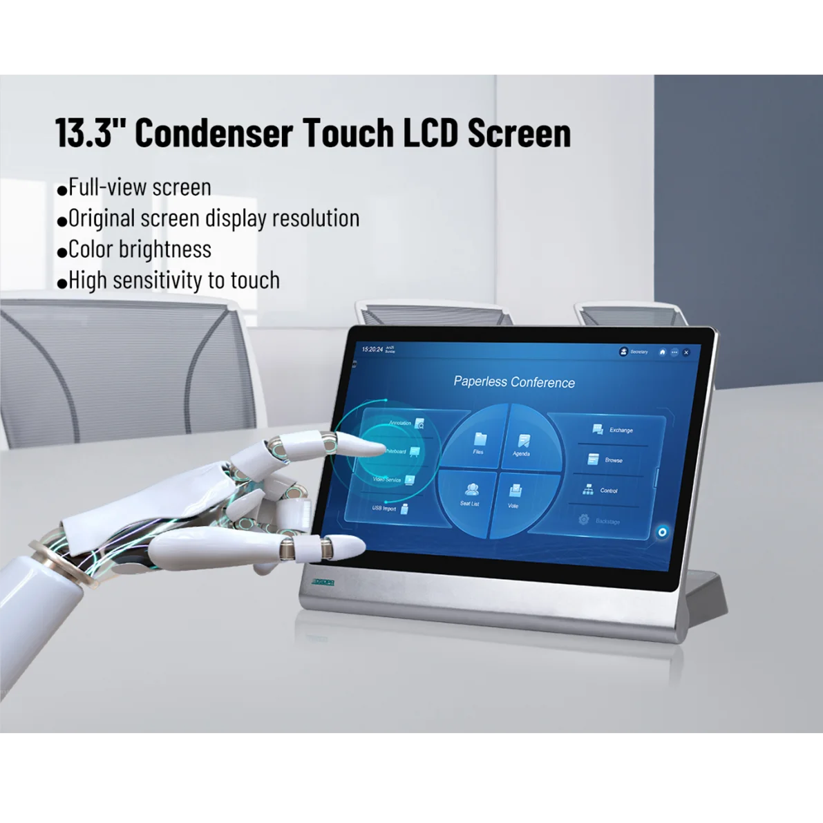 Touch Screen Paperless Conferência Sistema com Microfone, Deficiente Terminal, Voz Falando e Votação Desktop