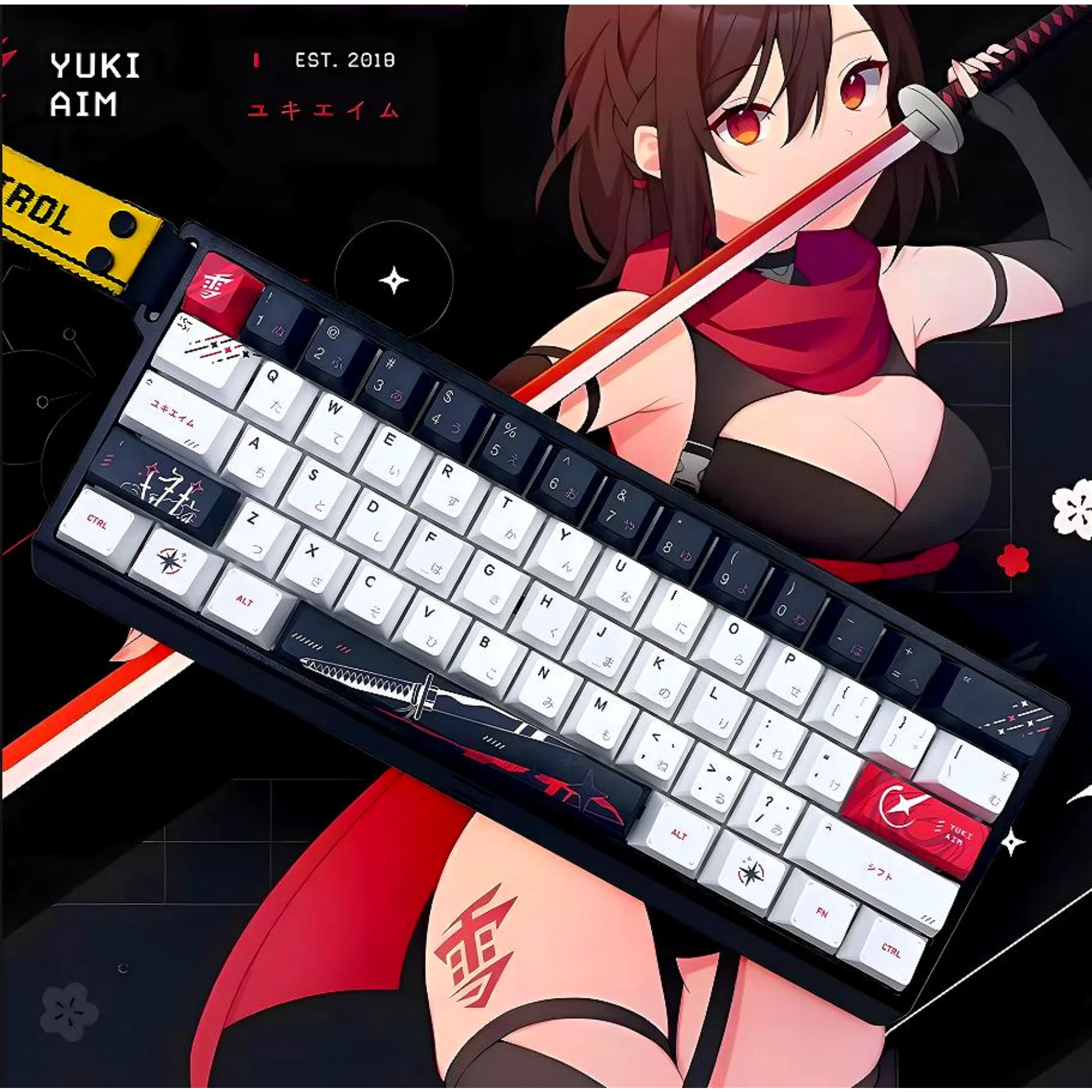 

Yuki Aim Japanese Cherry Keycap Set PBT 134 Keys Anime Cartoon for 60/64/84/98/108 Mechanical Keyboards