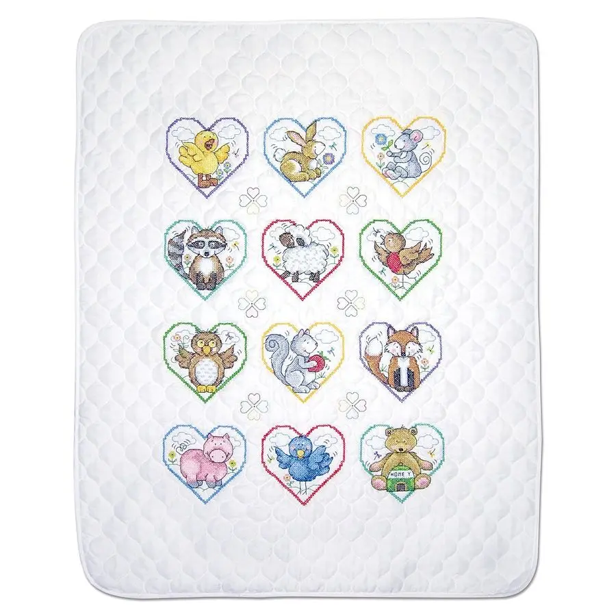 

Hearts Stamped for Cross Stitch Baby Quilt Kit
