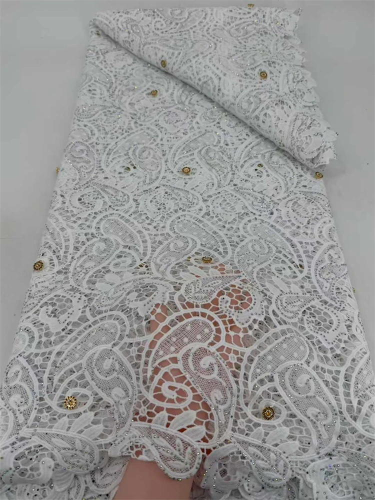 

Роскошная ткань из нигерийского гипюра, 5 ярдов, последняя коллекция, приятная для кожи, высочайшего качества, нежного белого цвета, для вечерних платьев и нарядов для вечеринок.