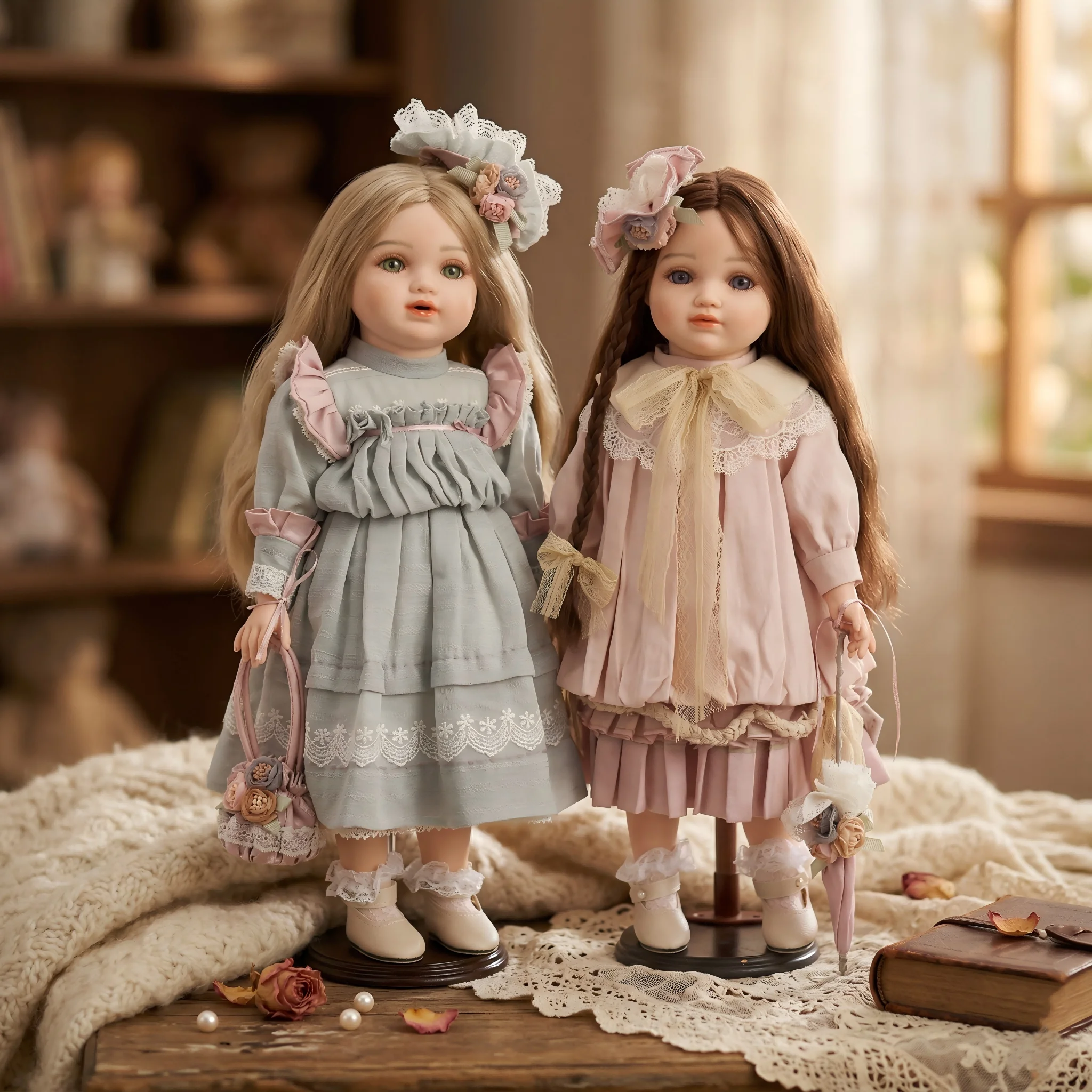 

Cloveray 18inch Soft Porcelain Doll Handmade Ceramic Retro Palace Dolls Room Decor Toys Handmade Artworks Kids Gifts