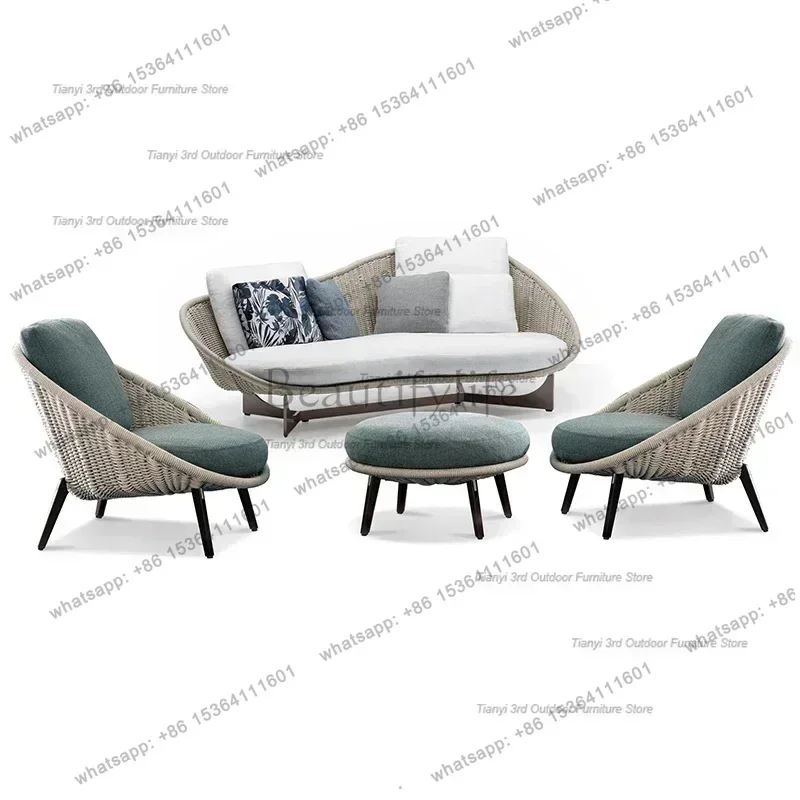 Waterproof and Sunscreen Rattan Weaving Garden Sofas Designer Simplicity Garden Sofas Art Outdoor Furniture
