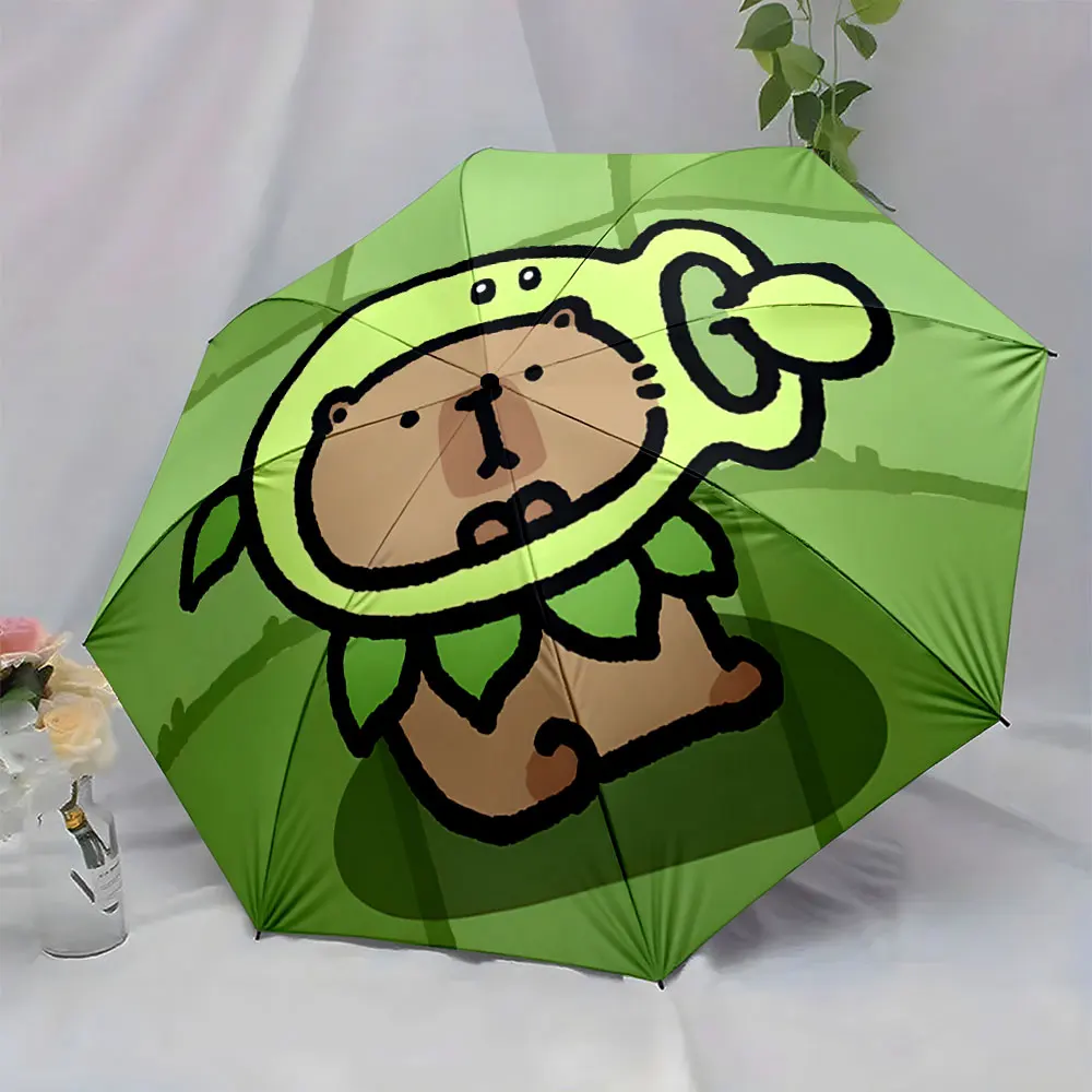 1PC Cute Cartoon Bear Green Umbrella Design for Kids Print 8 Iron Ribs Folding Umbrella Auto-Open Fashion Sunshade
