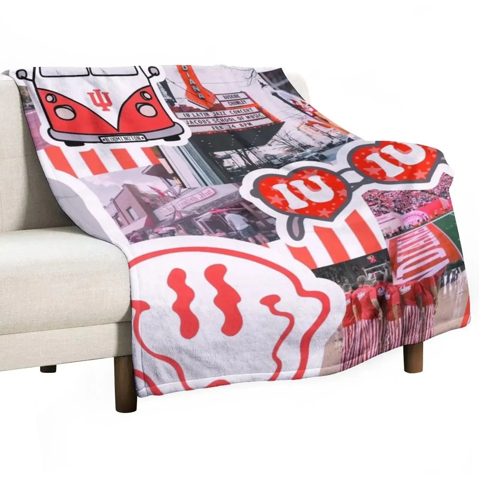 Indiana University Collage Throw Blanket Sofa Throw Luxury Throw Decoratives Bed covers Blankets