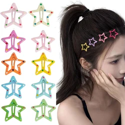 Sparkly Star Hairpins Multicolor Metal Snap Hair Barrettes For Women Girls Cute Bangs Clips Y2K Hair Accessories Styling Tools