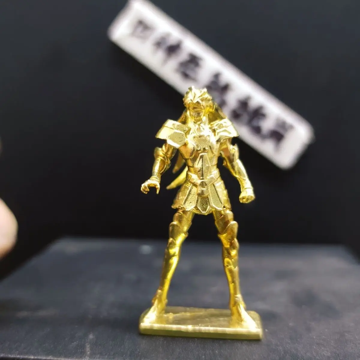 

​​Solid Brass Twin Warriors Miniature Statue - Antique Gold Knight Figurine, Collectible Zodiac Desk Decor with Base