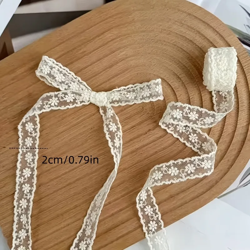 1 Stück weißes, mit Blumenmuster versehenes, transparentes Spitzenband für Geschenkverpackungen [Länge 300 cm/118 Zoll, Breite 2 cm/0,79 Zoll], geeignet für Hochzeiten, handgefertigte DIY-Bastelarbeiten. – Detail 7
