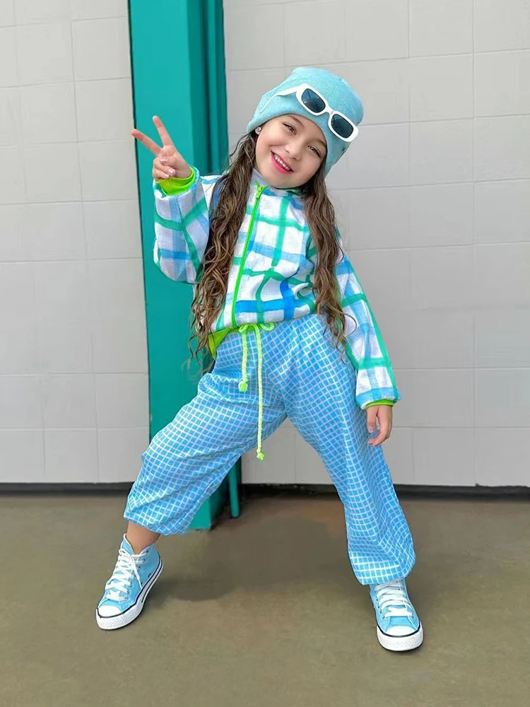 

Spring Fall Kids Clothes Girl Sports Sets Plaid Zipper Sweatshirts + Lace Up Sweatpants 2pcs Suit Tracksuit Baby girl Clothes