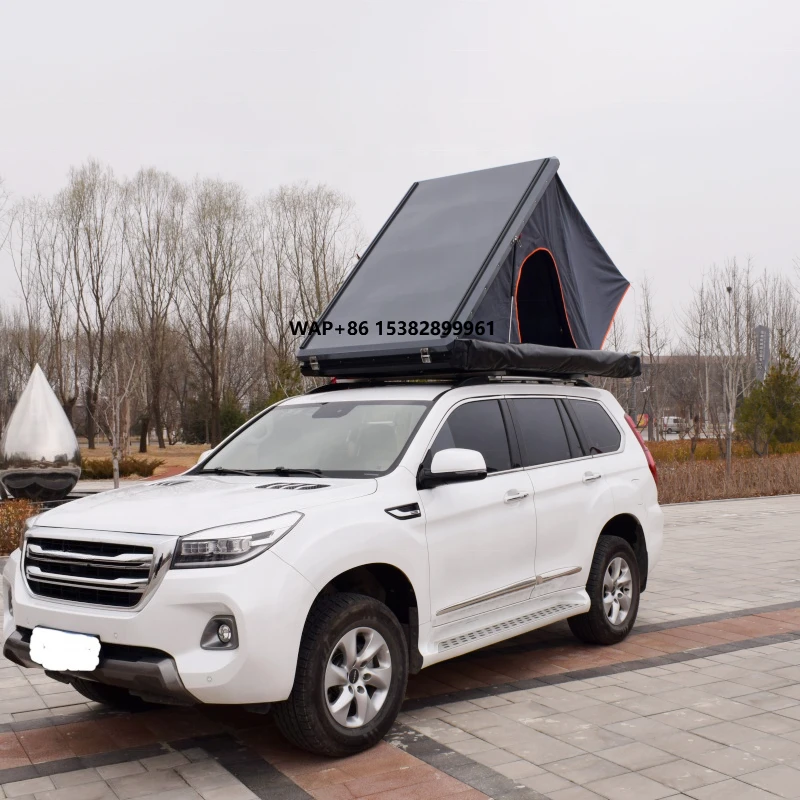 4WD Camping Triangle Aluminum Oxford Fabric Triangular Hard Shell Rooftop Tent Outdoor Car Roof Top with Ladder Accessory