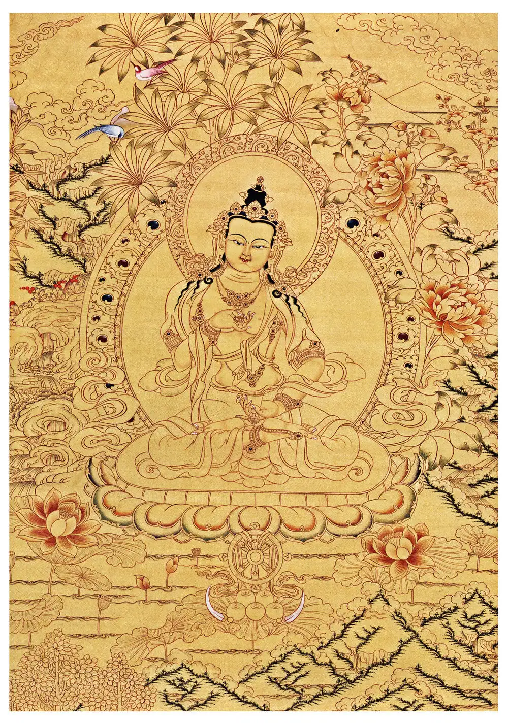 

Vajrasattva Thangka,Gandhanra Tibetan Buddhist Thangka Art,Giclee Printed and Hand Framed,47" × 32"