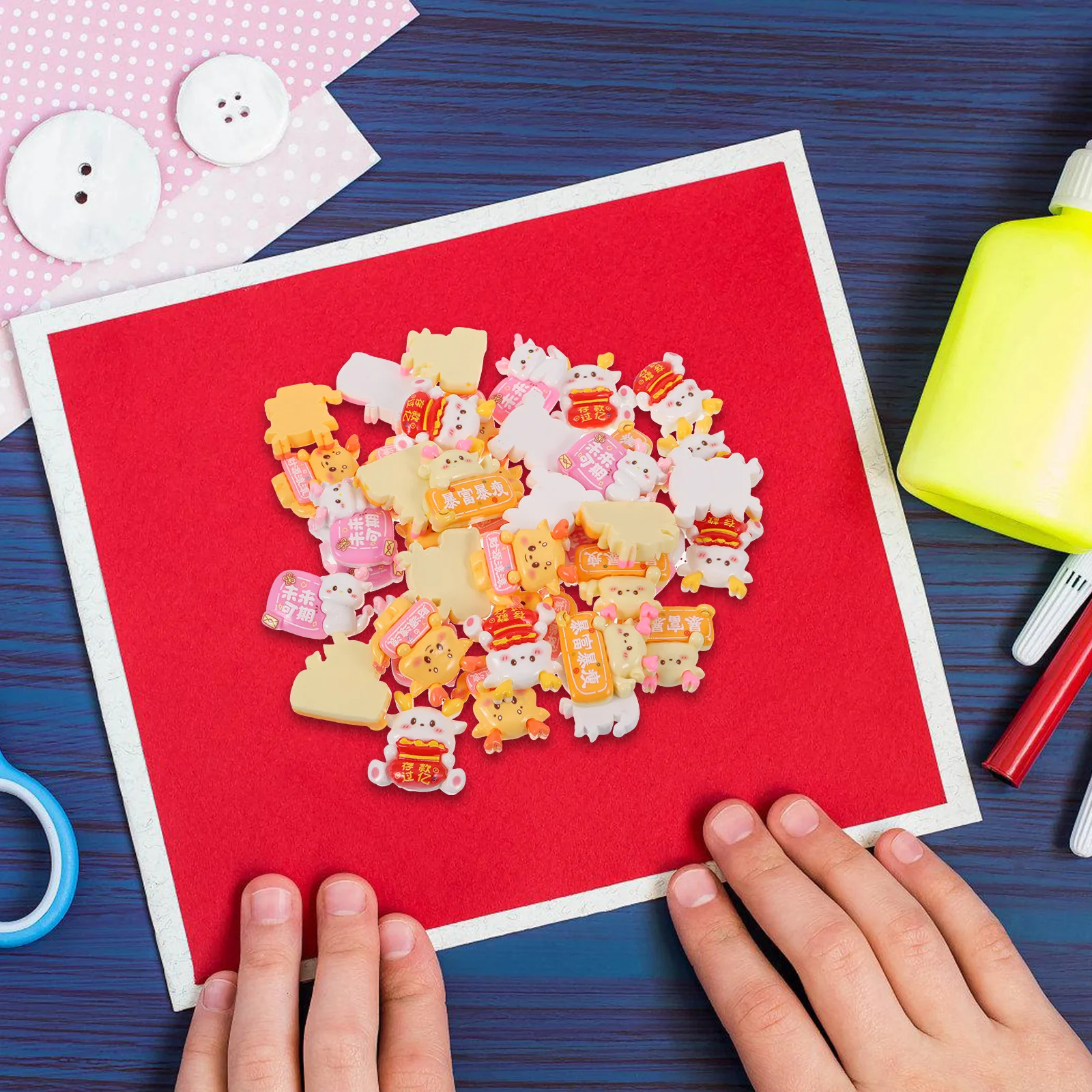 

40 Pcs New Year Card Mini Charms Mobile Phone Case Hairpin for Jewelry Making Resin Small