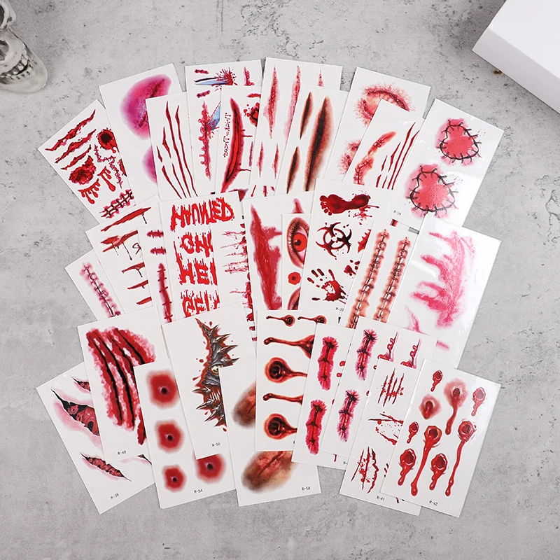 

Halloween Scar Tattoo Stickers Simulated Facial Fake Wounds Dark Scars Horror Joke Stickers