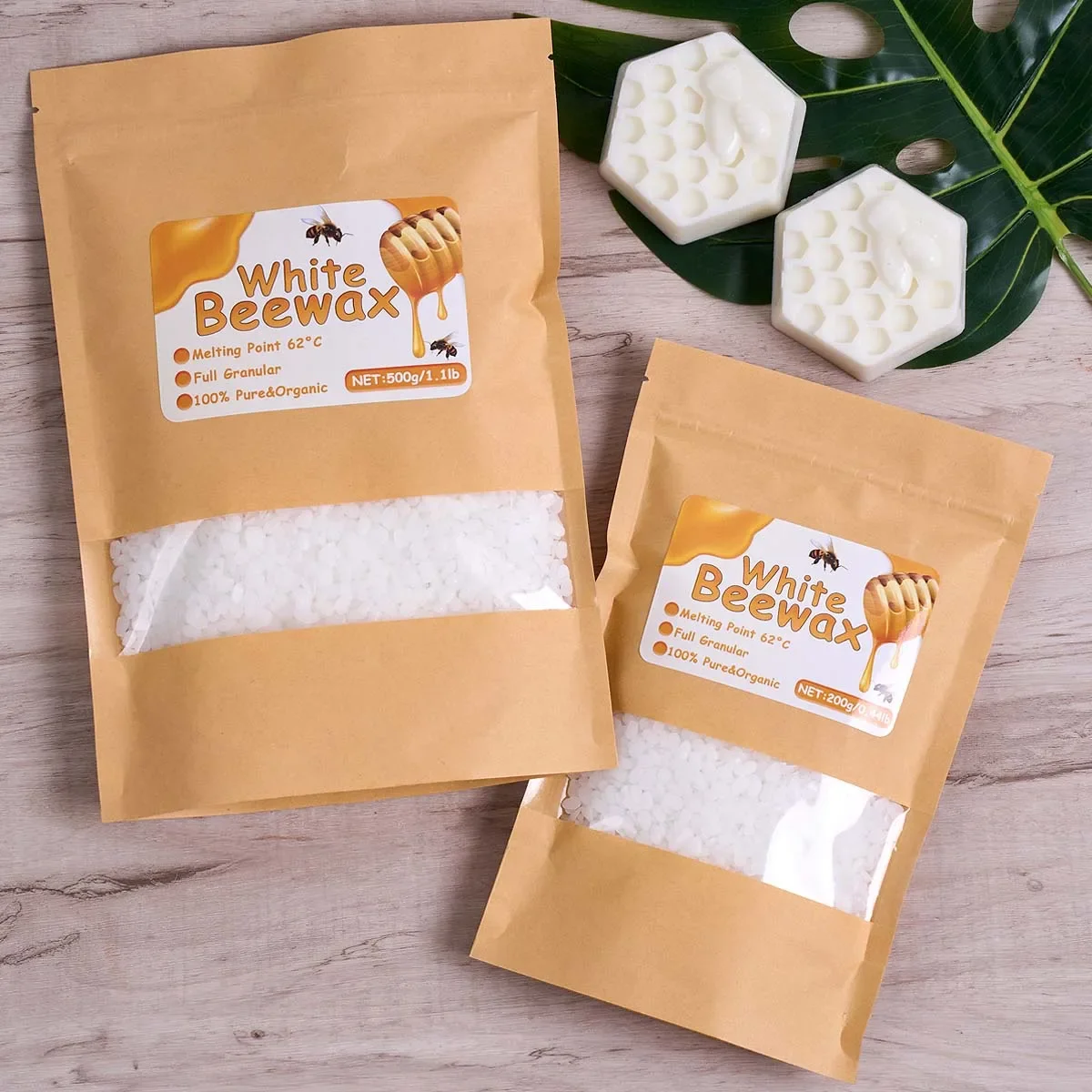 500g White Beeswax DIY Candle Making Meterial Pure Natural Granular Bag Odorless Wax Particles Raw Materials Handicraft Supplie