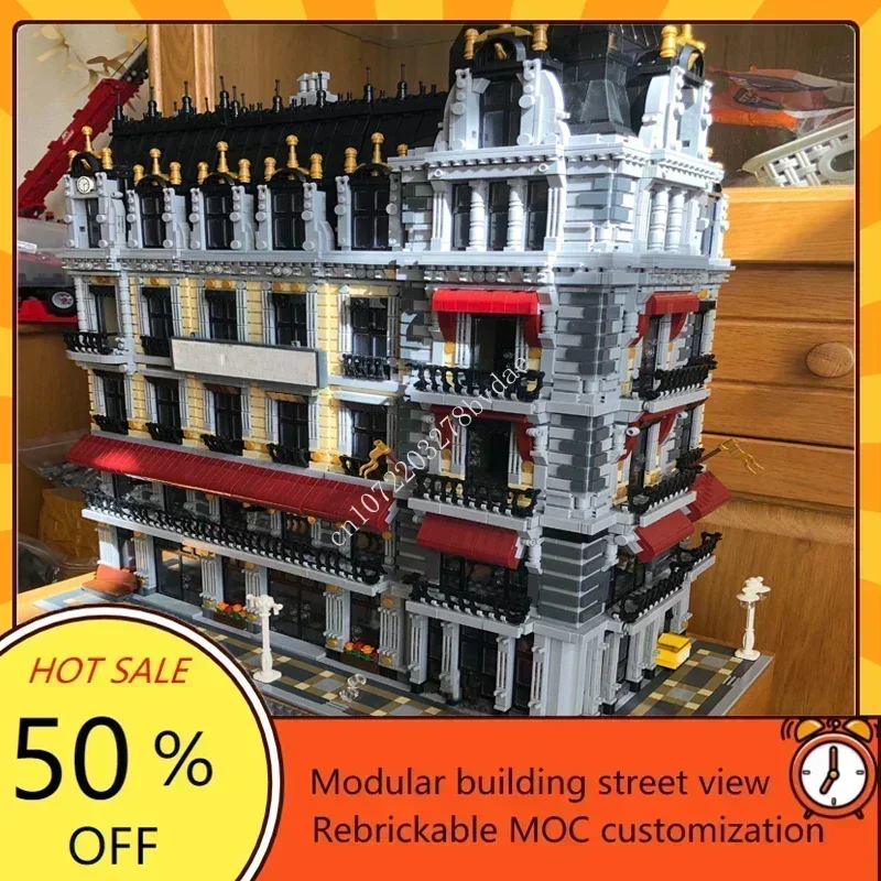 10126 шт., модульная модель для кафе, отеля, MOC, креативная модель с видом на улицу, пазлы на заказ, архитектура, сделай сам, образование, сборная модель, игрушки, подарки