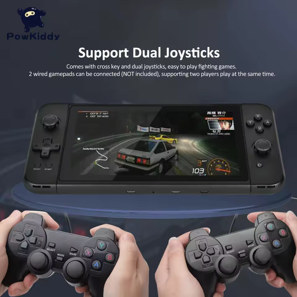 2025 POWKIDDY X70 Handheld Game console 7 inch HD Screen Retro Game Cheap Children's Gifts Support Two-Player Games
