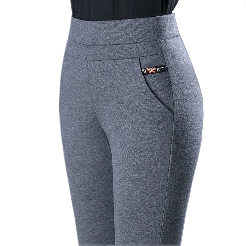 Hoge taille Thiened Fce herfst winter nieuwe Sle Mom broek Casual rechte pijpen lange broek voor vrouwen van middelbare leeftijd