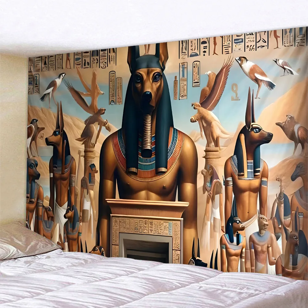 

Ancient Egyptian mural art tapestry, camping background cloth, home wall decoration, hippie bedroom, living room art tapestry