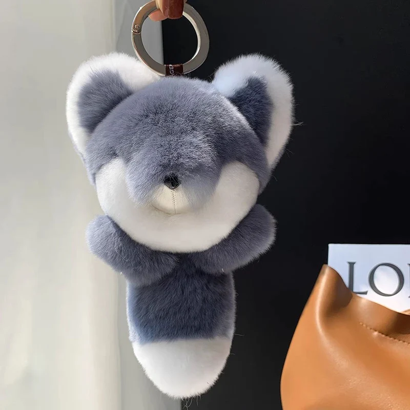 Breloczek do kluczy z pluszu w kształcie żółwia, królika, małego lisa, z futerkiem, zawieszka do torby, uroczy, na festiwal, prezent