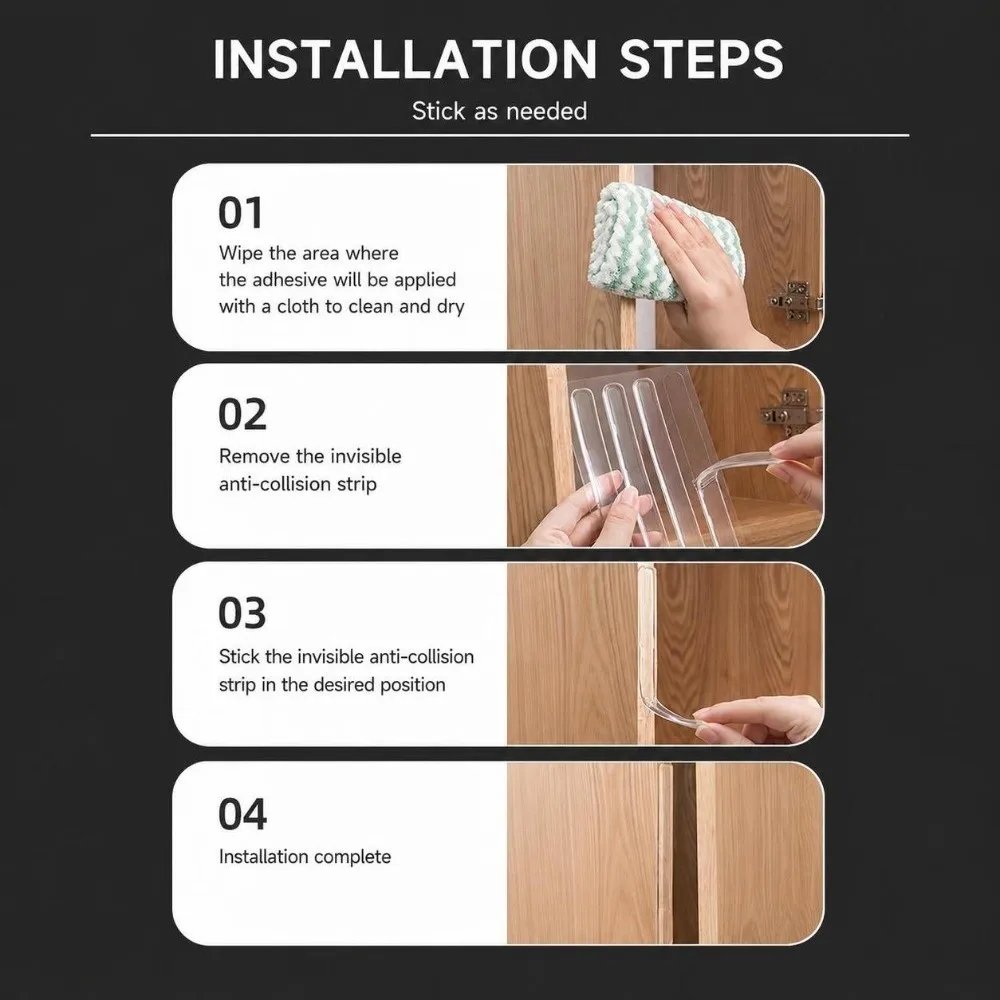 20PCS Silicone Self Adhesive Bumpers 5.91 X 0.59 X 0.08in Transparent Cabinet Door Bumper Anti Collision Sticky Rubber