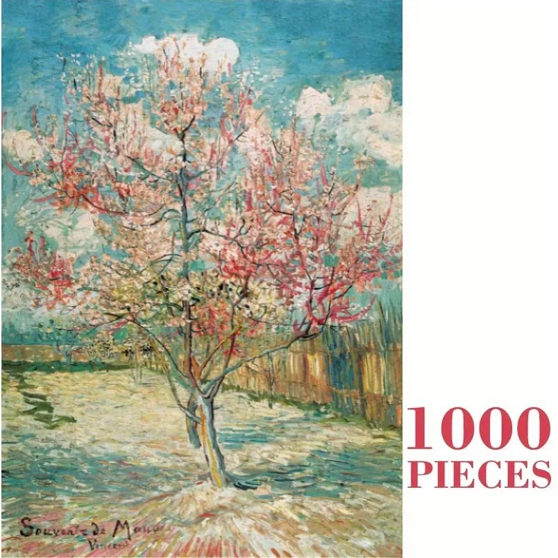 1000pcs Van Gogh Peach Blossoms Museum Collection Jigsaw Puzzle for Adults and Teens 14+, Educational Paper Brain Game, Creati