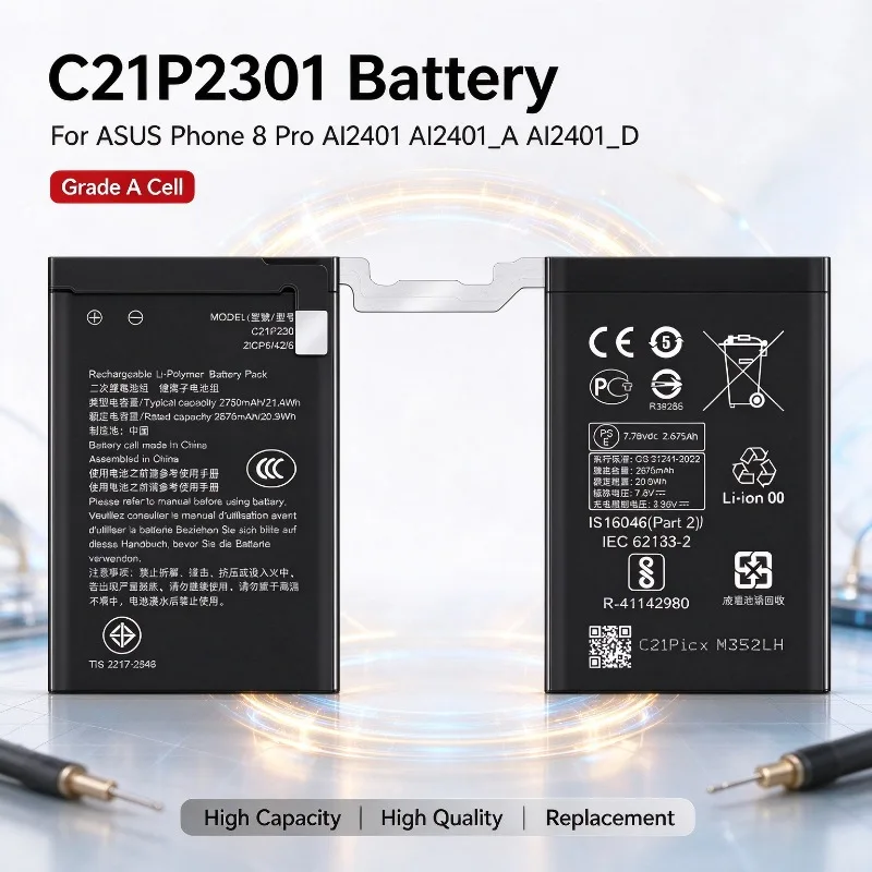 C21P2301 Battery For ASUS ROG Phone 8 Pro AI2401 AI2401_A AI2401_D, High Capacity Grade A Cell Replacement Phone Battery